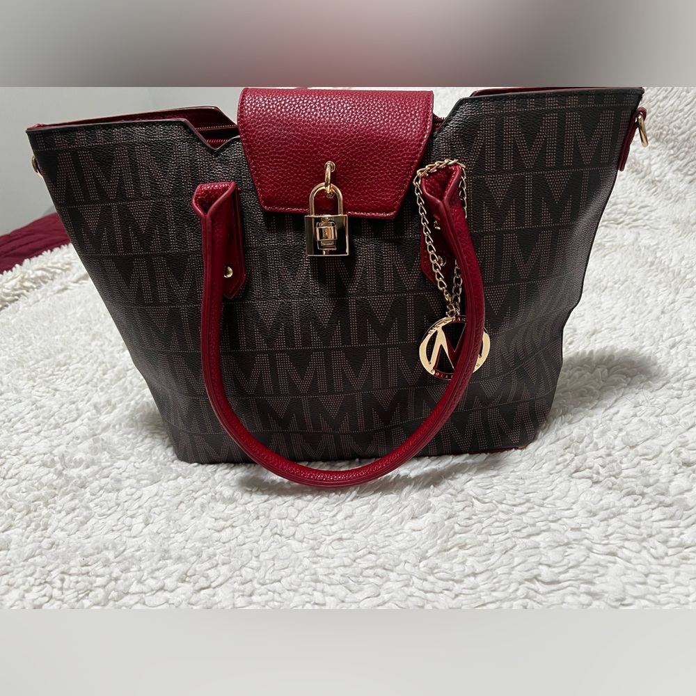 Chic Red and Brown Tote Bag